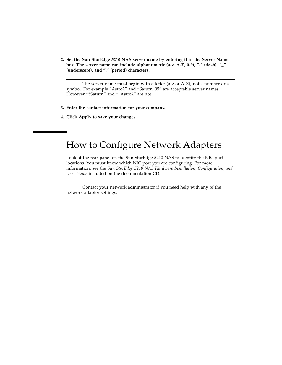 How to configure network adapters | Sun Microsystems Sun StorEdge 5210 NAS User Manual | Page 24 / 100