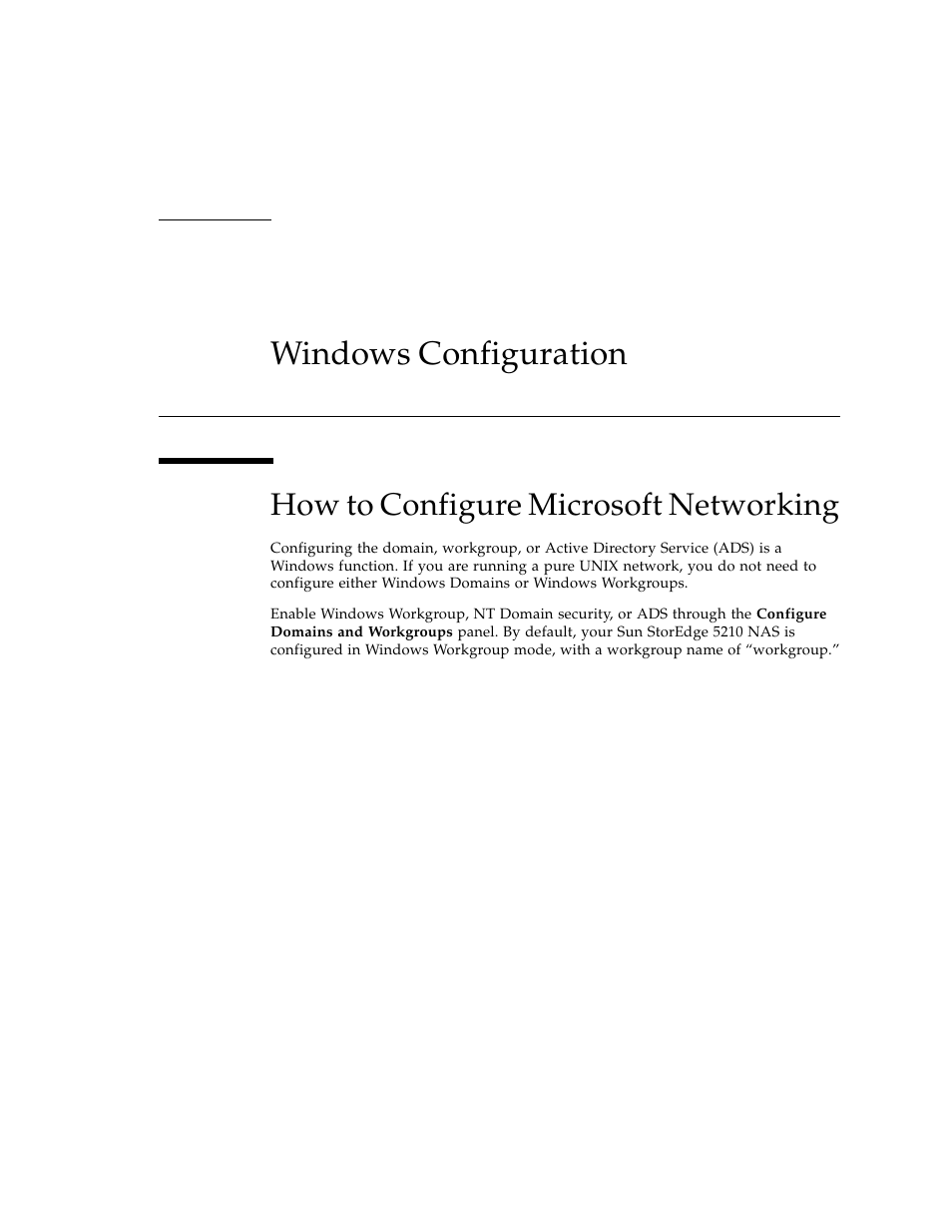 Windows configuration, How to configure microsoft networking | Sun Microsystems Sun StorEdge 5210 NAS User Manual | Page 45 / 100