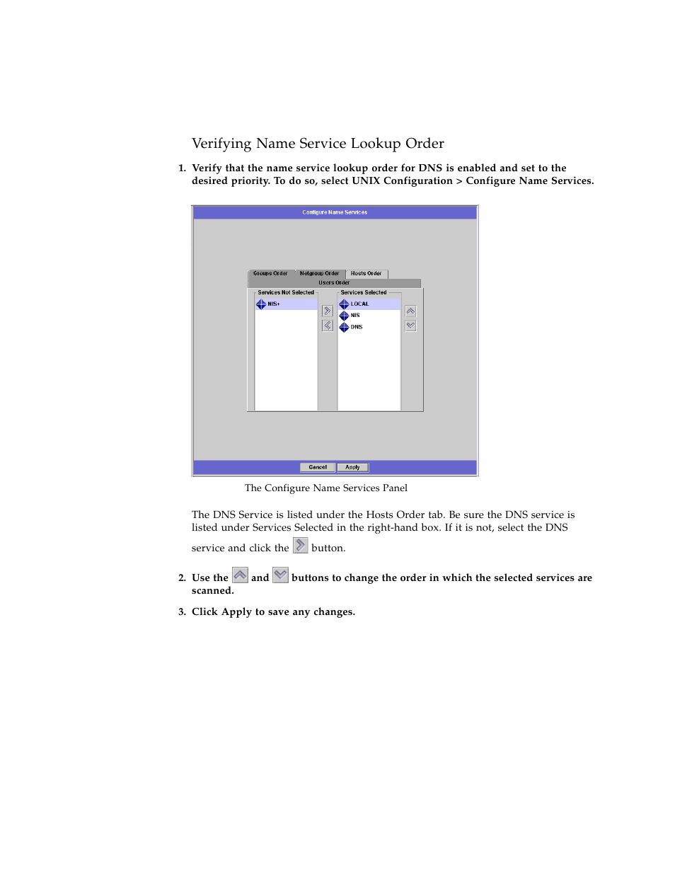 Figure 5-8, Verifying name service lookup order | Sun Microsystems Sun StorEdge 5210 NAS User Manual | Page 59 / 100