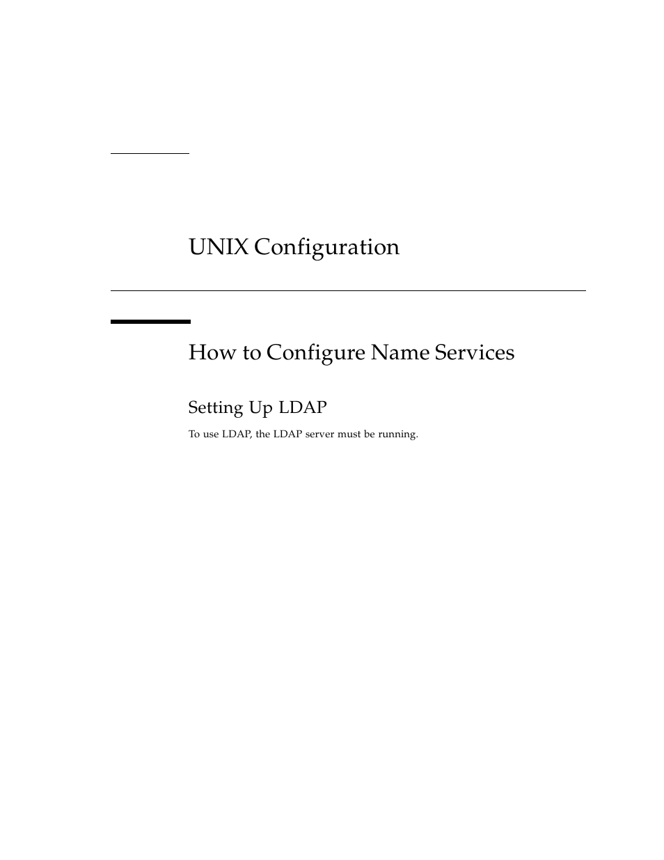 Unix configuration, How to configure name services, Setting up ldap | Sun Microsystems Sun StorEdge 5210 NAS User Manual | Page 63 / 100