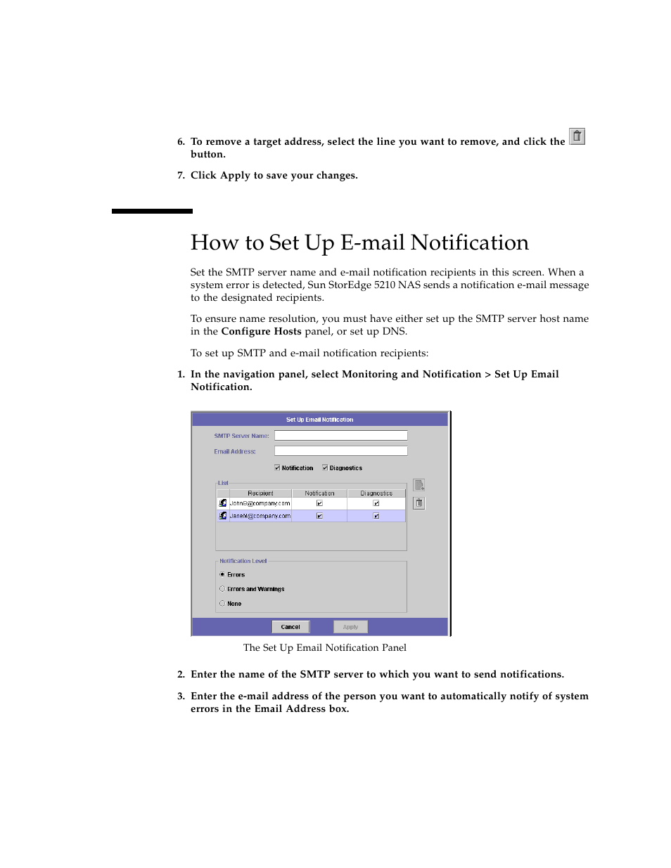 How to set up e-mail notification, Figure 8-2 | Sun Microsystems Sun StorEdge 5210 NAS User Manual | Page 81 / 100