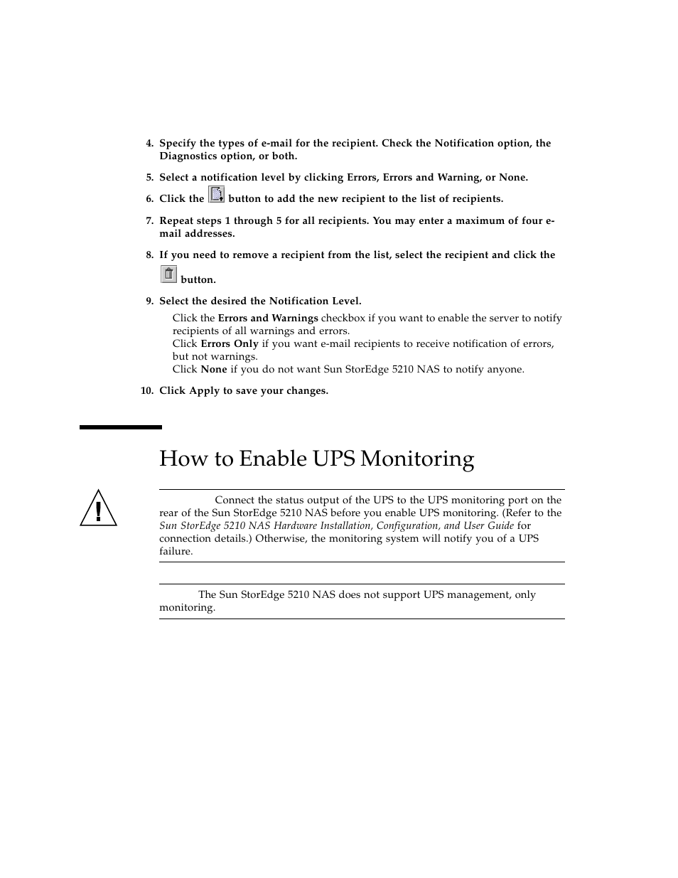 How to enable ups monitoring | Sun Microsystems Sun StorEdge 5210 NAS User Manual | Page 82 / 100