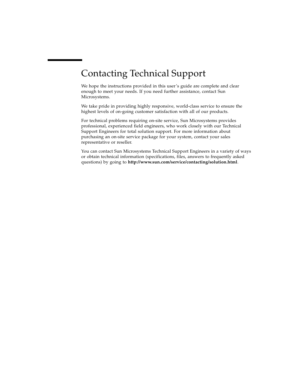 Contacting technical support | Sun Microsystems Sun StorEdge 5210 NAS User Manual | Page 95 / 100