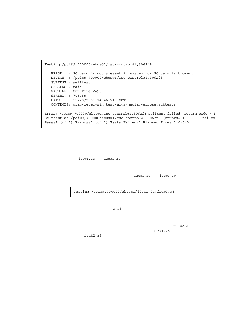 I2c bus device tests, C bus device tests | Sun Microsystems Sun Fire V490 User Manual | Page 117 / 274