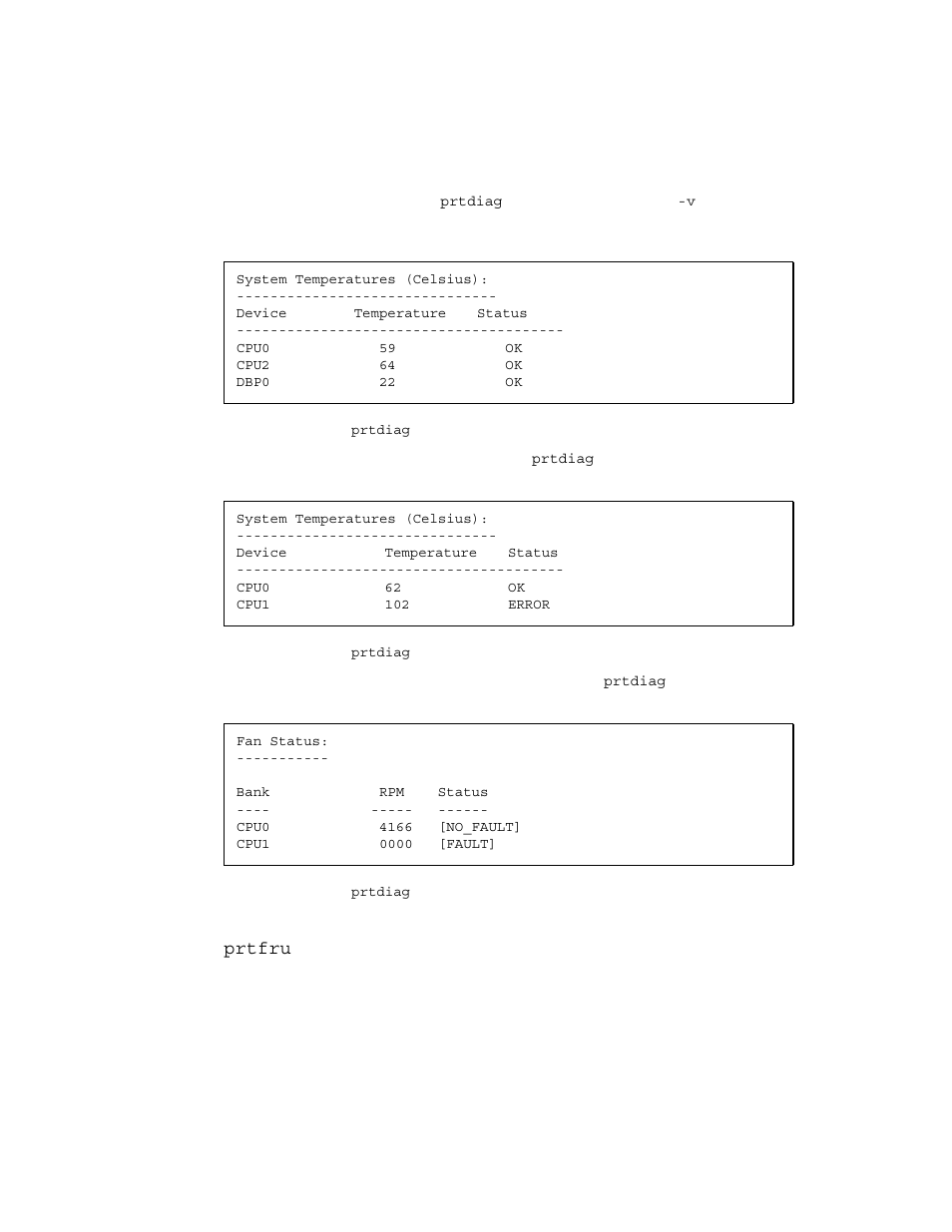 Prtfru command | Sun Microsystems Sun Fire V490 User Manual | Page 124 / 274