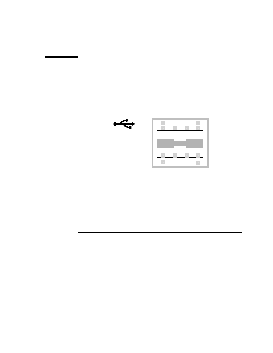 Usb connector, Usb connector diagram, Usb connector signals | Usb connector diagram usb connector signals | Sun Microsystems Sun Fire V490 User Manual | Page 239 / 274