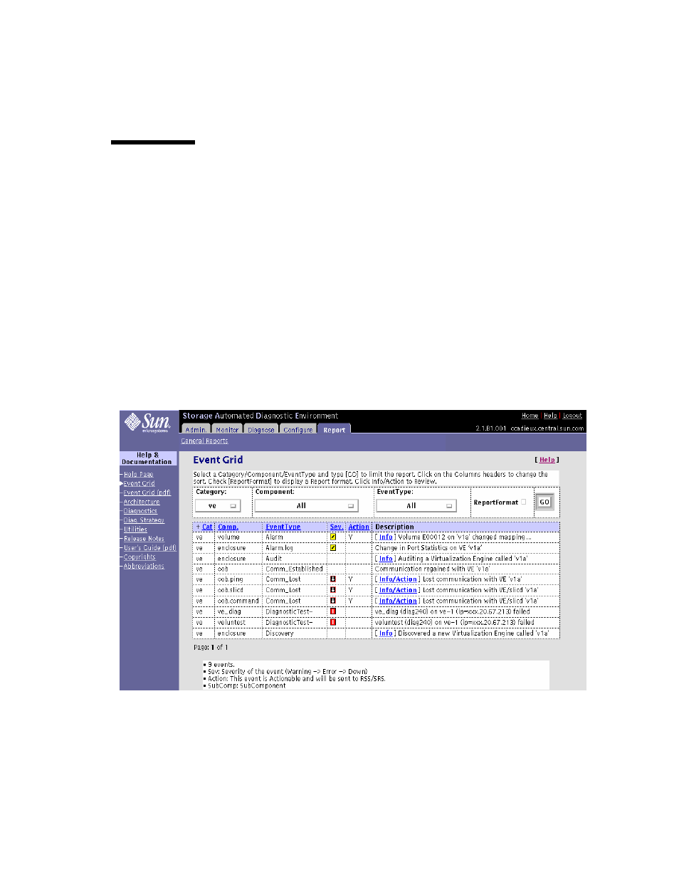 Virtualization engine event grid, Using the virtualization engine event grid | Sun Microsystems StorEdge 6900 Series User Manual | Page 111 / 162