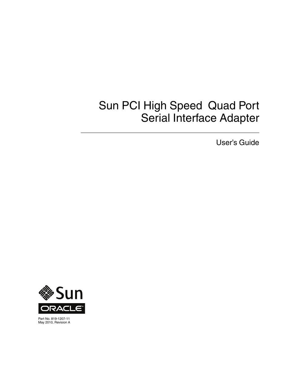 Sun Microsystems Sun PCI High Speed Quad Port Serial Interface Adapter 819-1207-11 User Manual | 64 pages