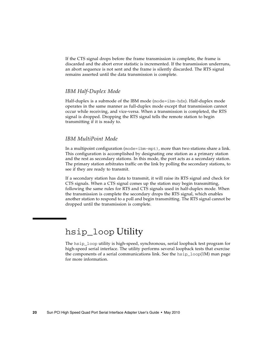 Hsip_loop utility, Hsip_loop, Utility | Sun Microsystems Sun PCI High Speed Quad Port Serial Interface Adapter 819-1207-11 User Manual | Page 40 / 64