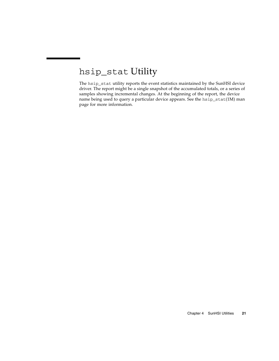 Hsip_stat utility, Hsip_stat, Utility | Sun Microsystems Sun PCI High Speed Quad Port Serial Interface Adapter 819-1207-11 User Manual | Page 41 / 64