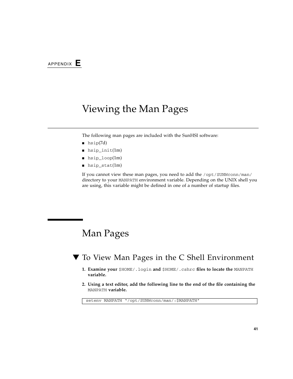 Viewing the man pages, Man pages | Sun Microsystems Sun PCI High Speed Quad Port Serial Interface Adapter 819-1207-11 User Manual | Page 61 / 64