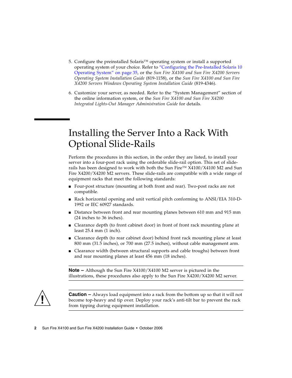 Installing | Sun Microsystems Sun Fire X4200 M2 User Manual | Page 10 / 50