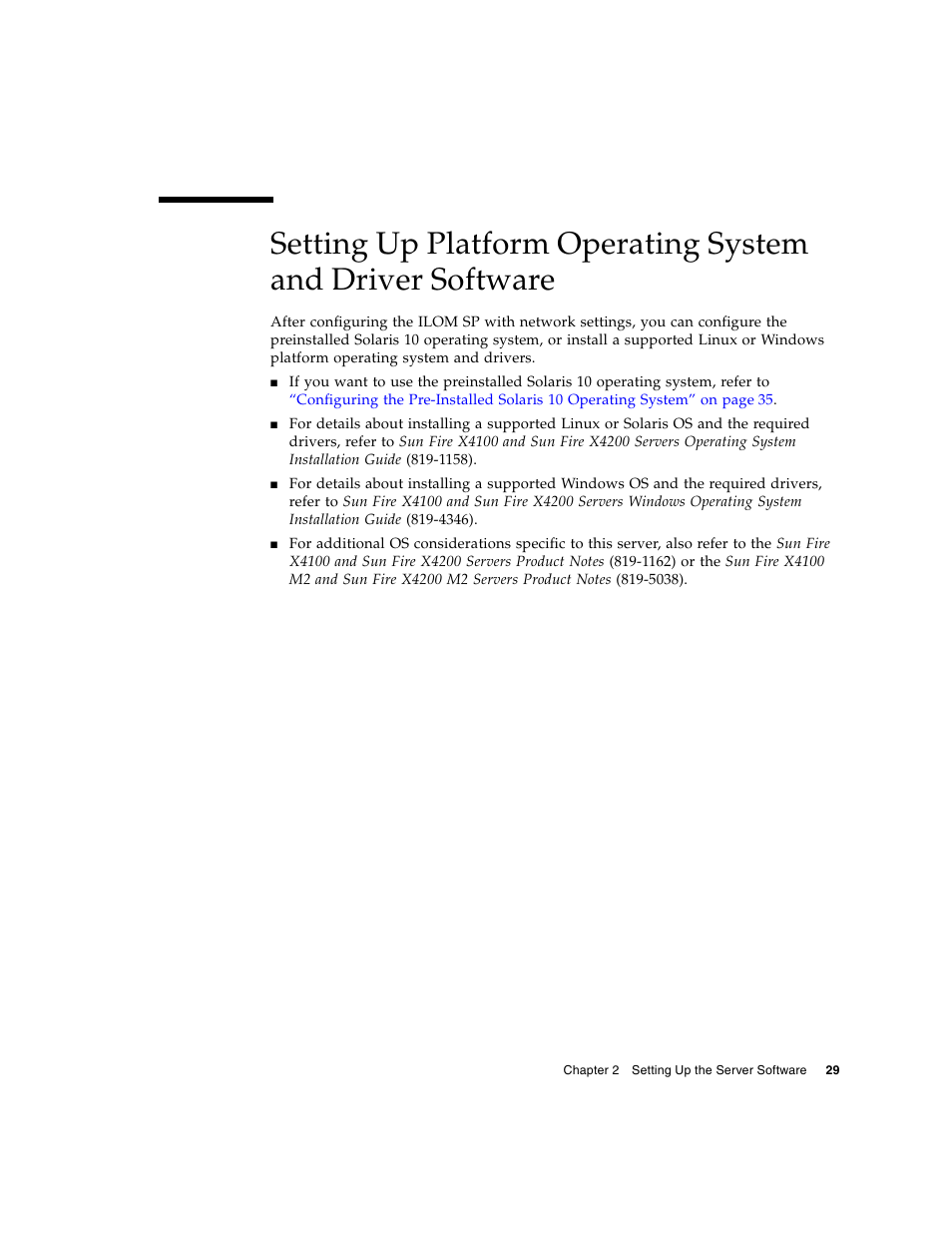 Setting up platform operating system | Sun Microsystems Sun Fire X4200 M2 User Manual | Page 37 / 50