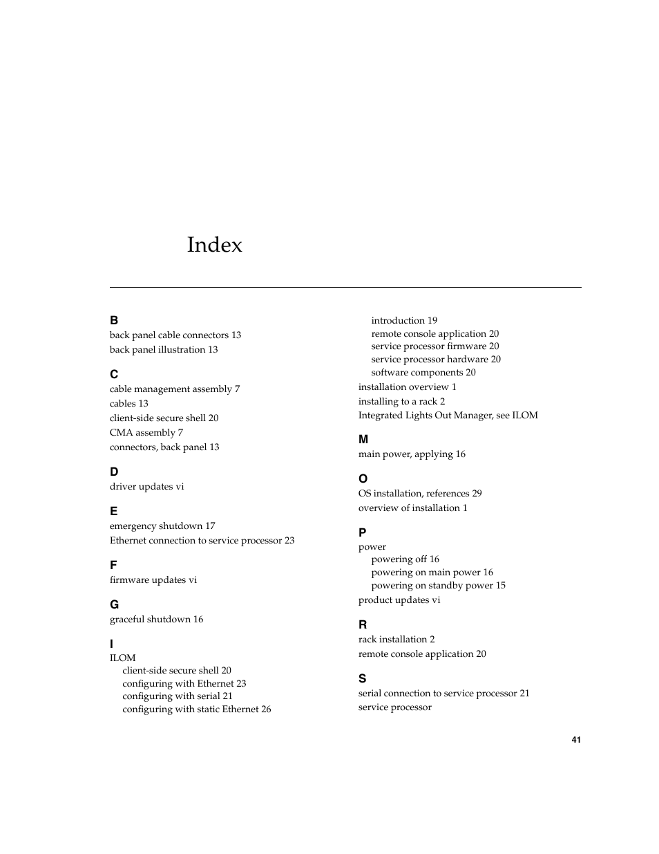 Index | Sun Microsystems Sun Fire X4200 M2 User Manual | Page 49 / 50