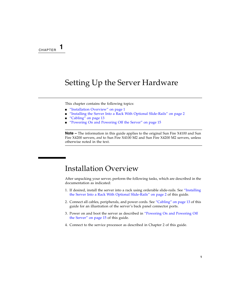 Setting up the server hardware, Installation overview | Sun Microsystems Sun Fire X4200 M2 User Manual | Page 9 / 50