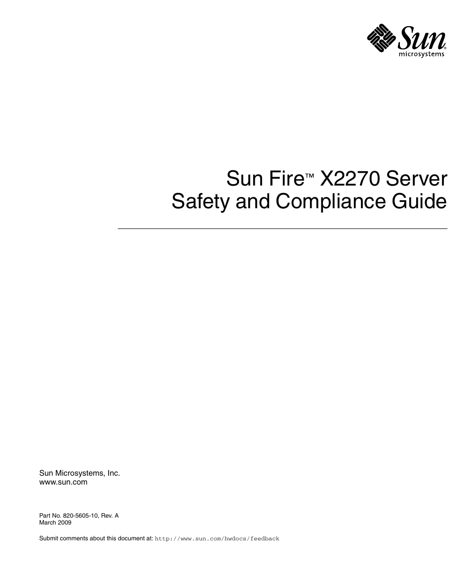 Sun Microsystems SUN FIRE X2270 User Manual | 22 pages