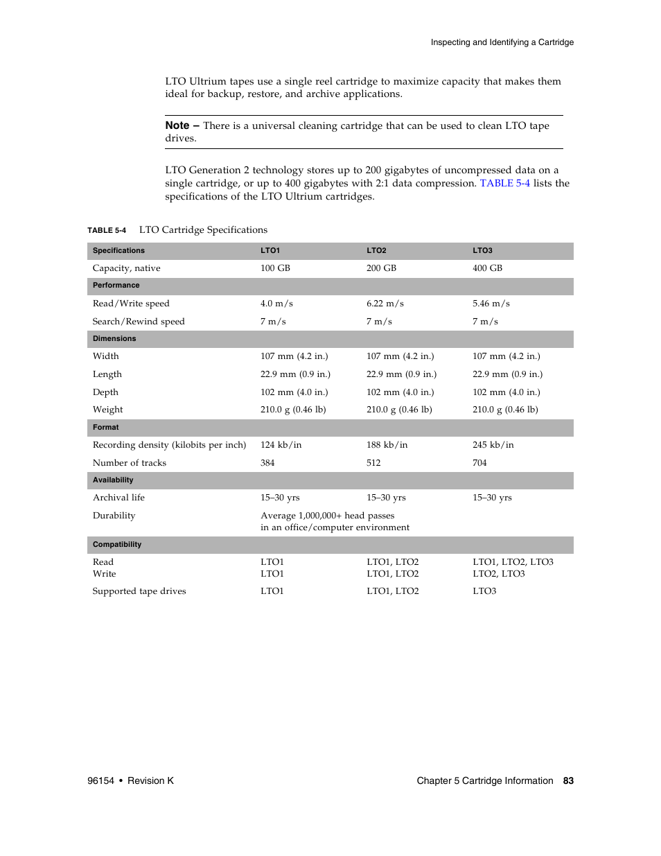 Table 5-4 | Sun Microsystems StreamLine SL8500 User Manual | Page 123 / 200