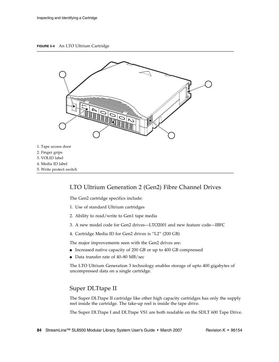 Super dlttape ii, Super dlttape ii 84, Figure 5-4 | Lto ultrium generation 2 (gen2) fibre | Sun Microsystems StreamLine SL8500 User Manual | Page 124 / 200