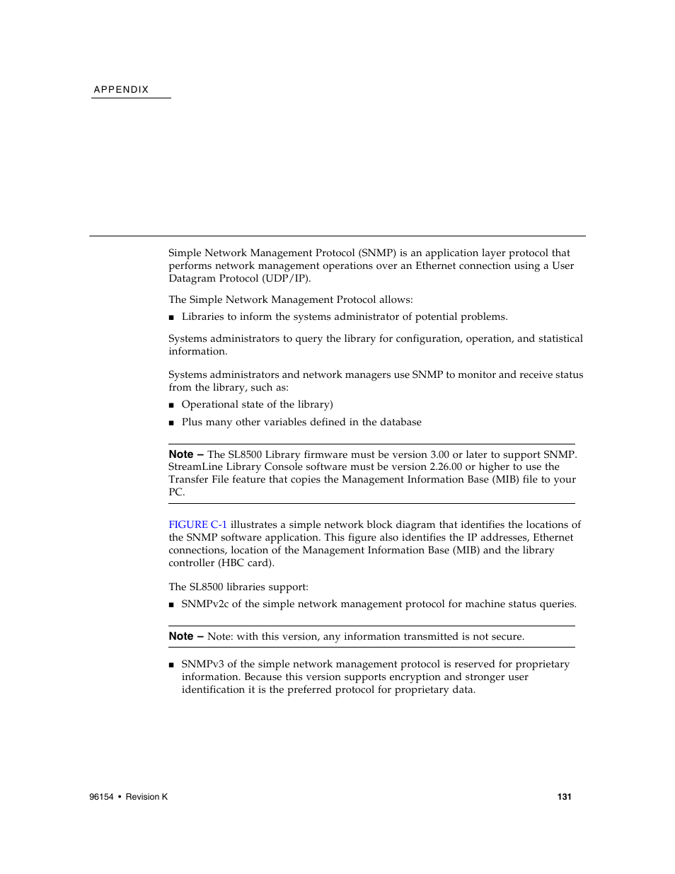 Snmp, Snmp 131, Appendix c | Sun Microsystems StreamLine SL8500 User Manual | Page 171 / 200