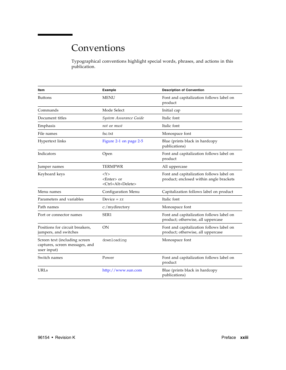 Conventions | Sun Microsystems StreamLine SL8500 User Manual | Page 25 / 200