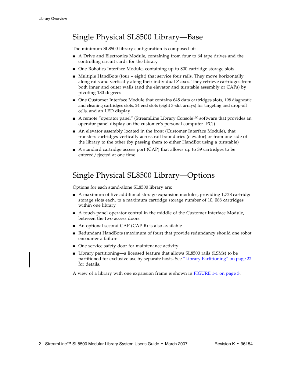 Single physical sl8500 library-base, Single physical sl8500 library-options, Single physical sl8500 library—base 2 | Single physical sl8500 library—options, Single physical sl8500 library—base | Sun Microsystems StreamLine SL8500 User Manual | Page 42 / 200