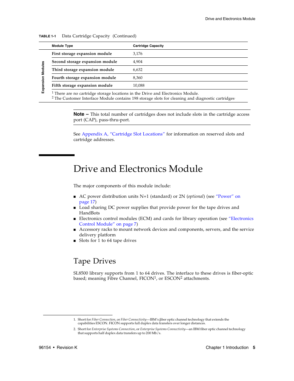 Drive and electronics module, Tape drives, Tape drives 5 | Sun Microsystems StreamLine SL8500 User Manual | Page 45 / 200