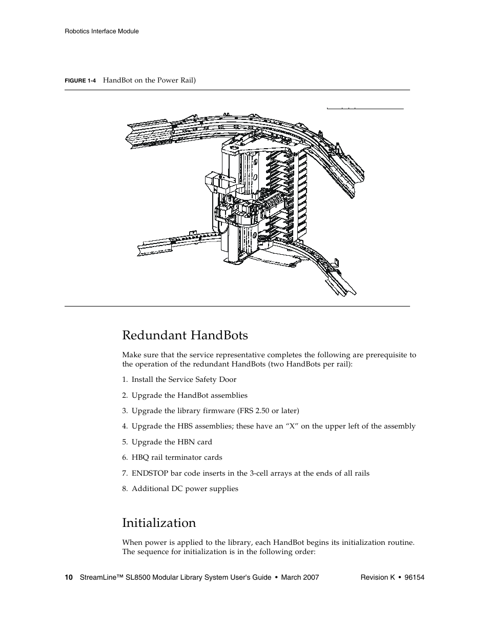 Redundant handbots, Initialization, Figure 1-4 | Sun Microsystems StreamLine SL8500 User Manual | Page 50 / 200