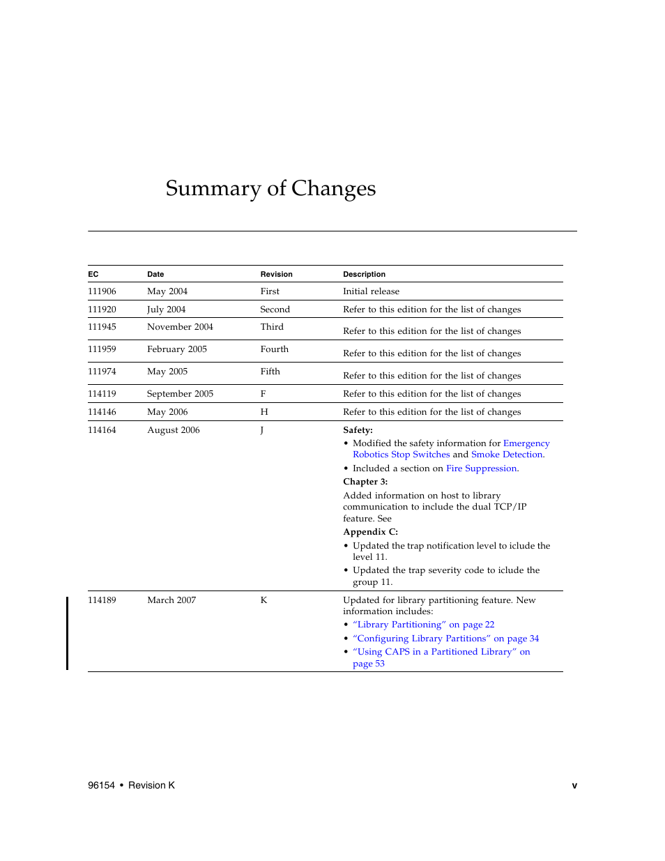 Summary of changes | Sun Microsystems StreamLine SL8500 User Manual | Page 7 / 200