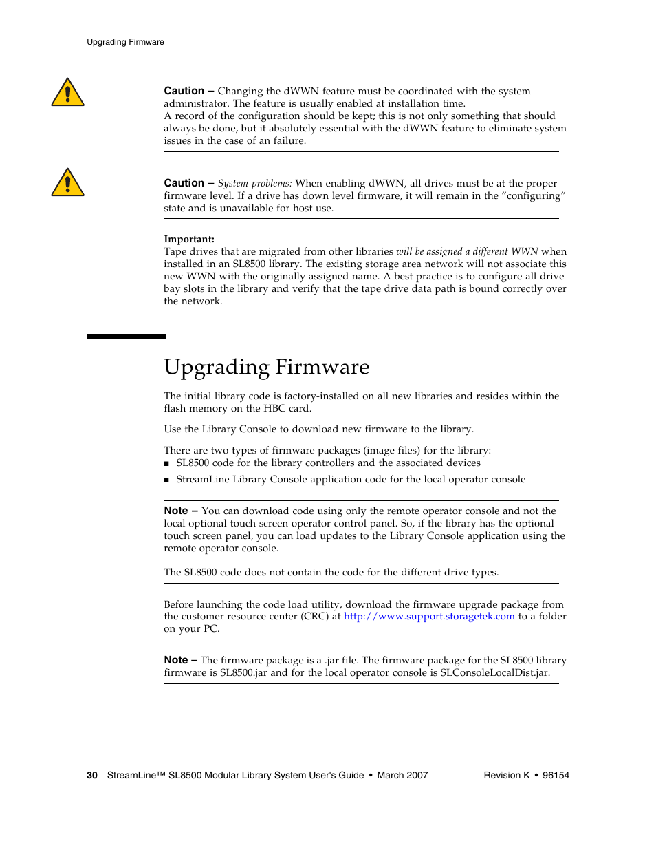 Upgrading firmware | Sun Microsystems StreamLine SL8500 User Manual | Page 70 / 200