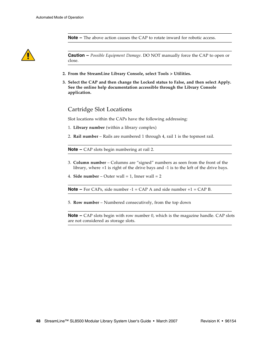 Cartridge slot locations | Sun Microsystems StreamLine SL8500 User Manual | Page 88 / 200