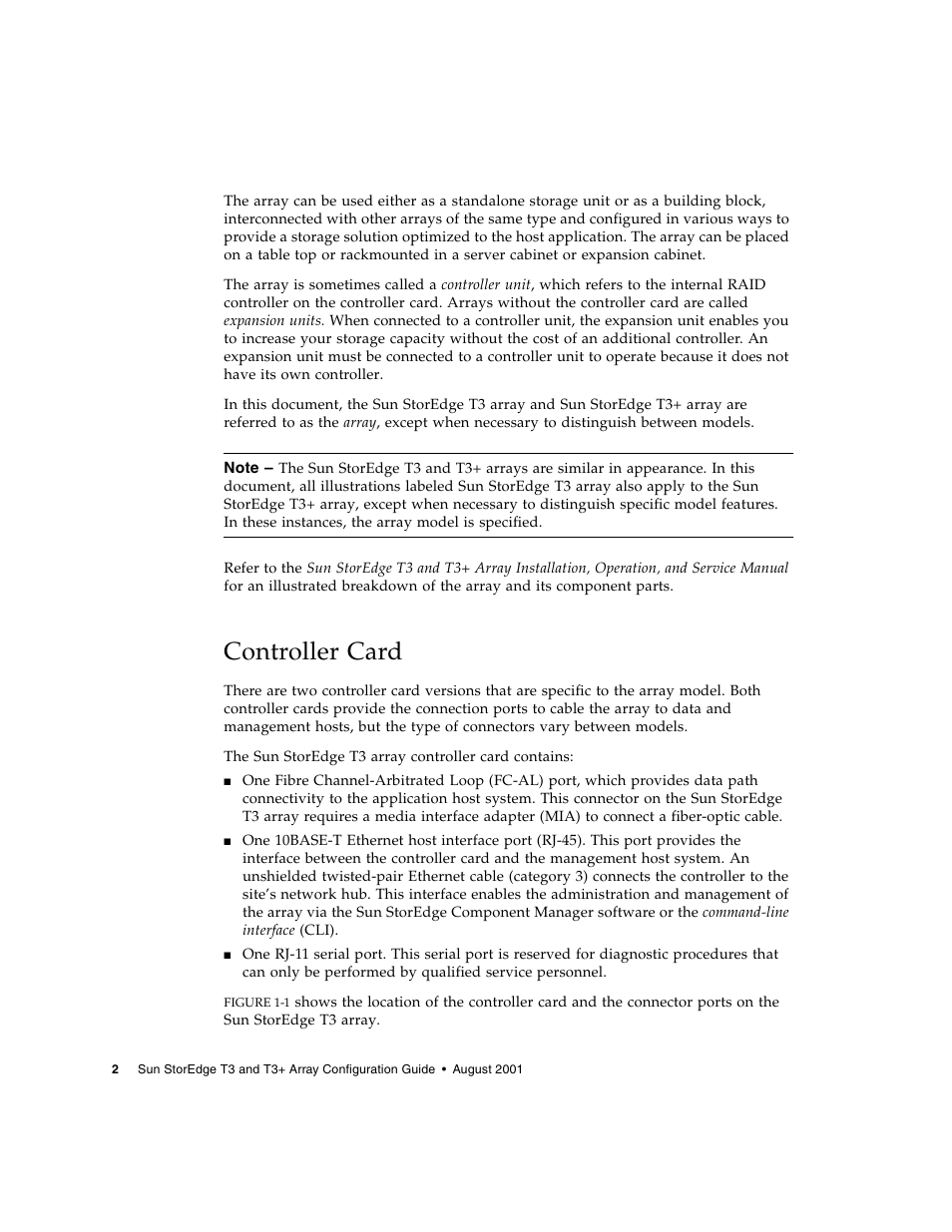 Controller card | Sun Microsystems Sun StorEdge T3 User Manual | Page 14 / 88