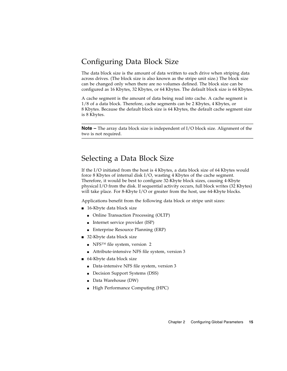 Configuring data block size, Selecting a data block size | Sun Microsystems Sun StorEdge T3 User Manual | Page 27 / 88