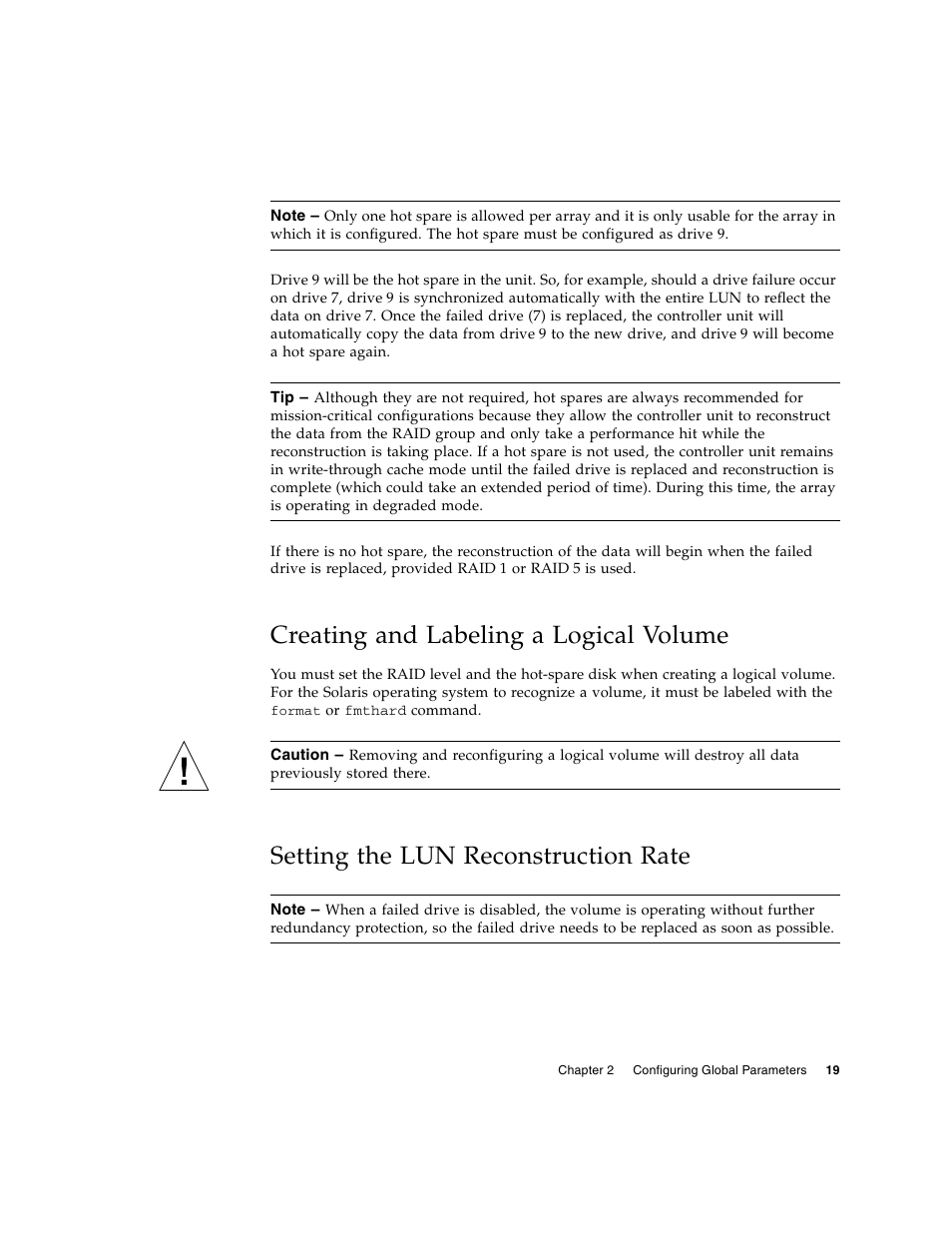 Creating and labeling a logical volume, Setting the lun reconstruction rate | Sun Microsystems Sun StorEdge T3 User Manual | Page 31 / 88