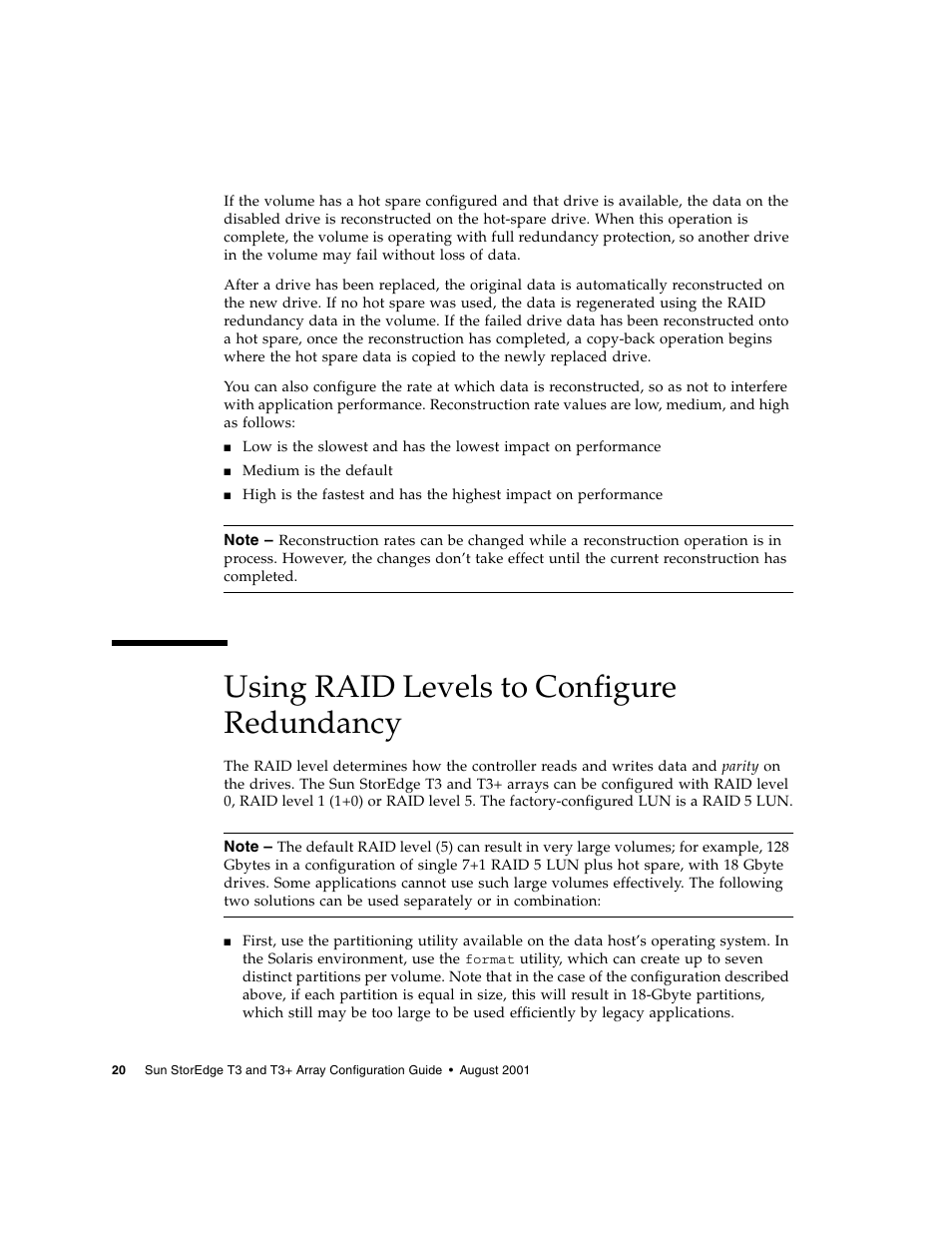 Using raid levels to configure redundancy | Sun Microsystems Sun StorEdge T3 User Manual | Page 32 / 88