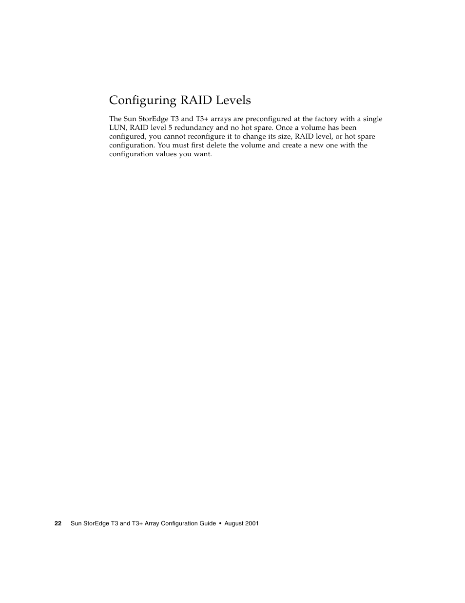 Configuring raid levels | Sun Microsystems Sun StorEdge T3 User Manual | Page 34 / 88