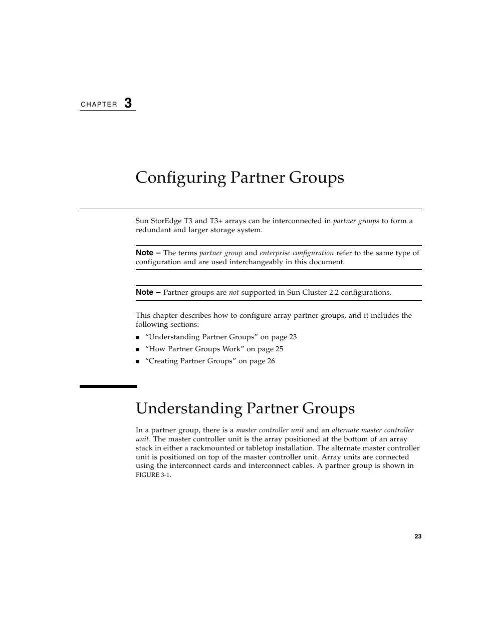 Configuring partner groups, Understanding partner groups, Chapter 3 | Sun Microsystems Sun StorEdge T3 User Manual | Page 35 / 88