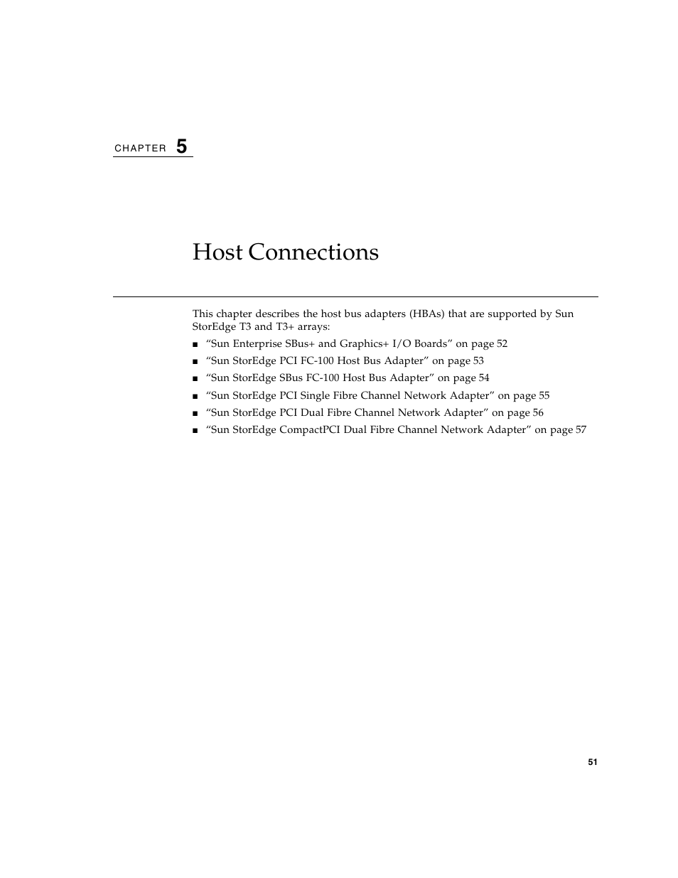 Host connections, Chapter 5 | Sun Microsystems Sun StorEdge T3 User Manual | Page 63 / 88