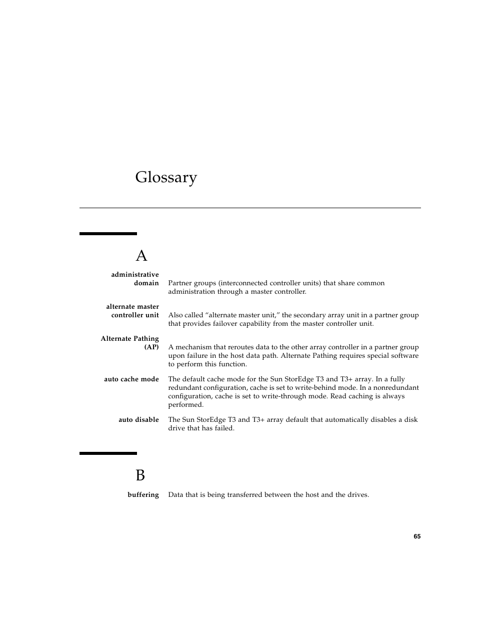 Glossary, Glossary a | Sun Microsystems Sun StorEdge T3 User Manual | Page 77 / 88