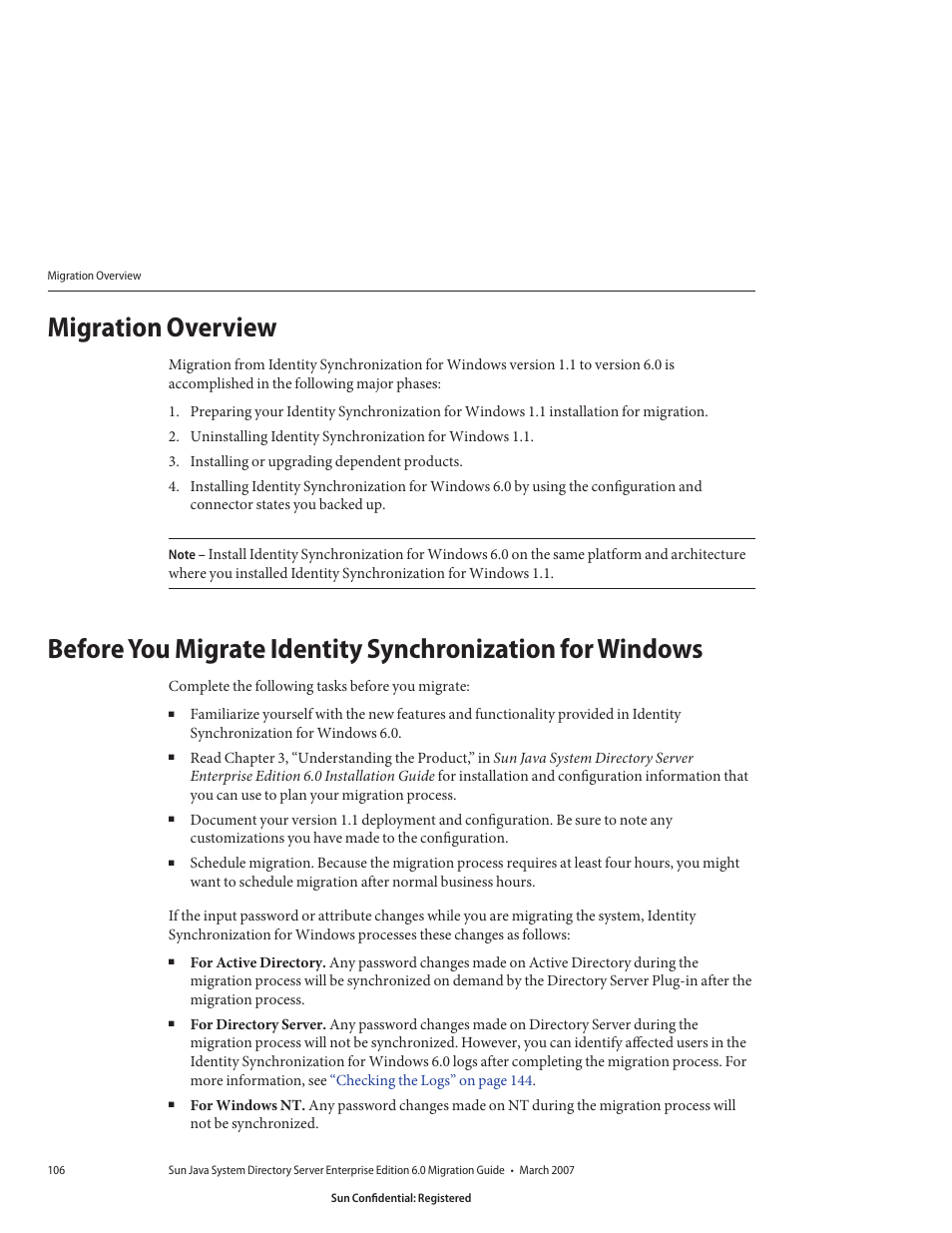 Migration overview | Sun Microsystems 8190994 User Manual | Page 106 / 148