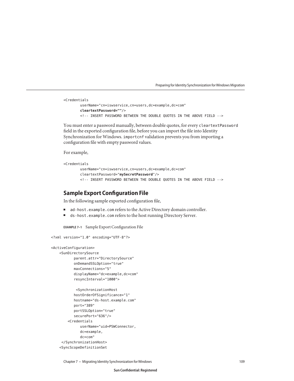 Sample export configuration file | Sun Microsystems 8190994 User Manual | Page 109 / 148