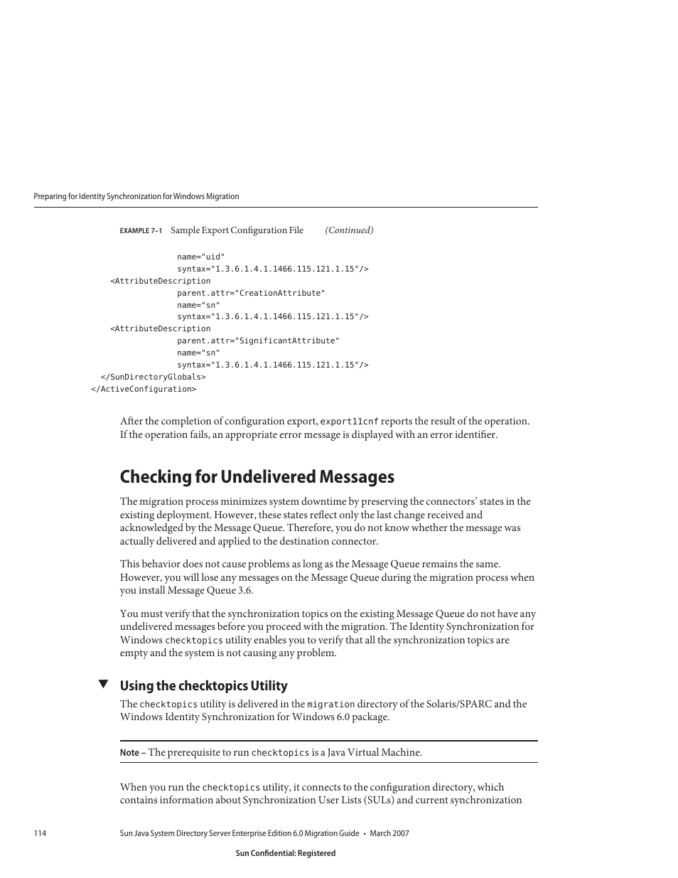 Checking for undelivered messages, Using the checktopics utility | Sun Microsystems 8190994 User Manual | Page 114 / 148