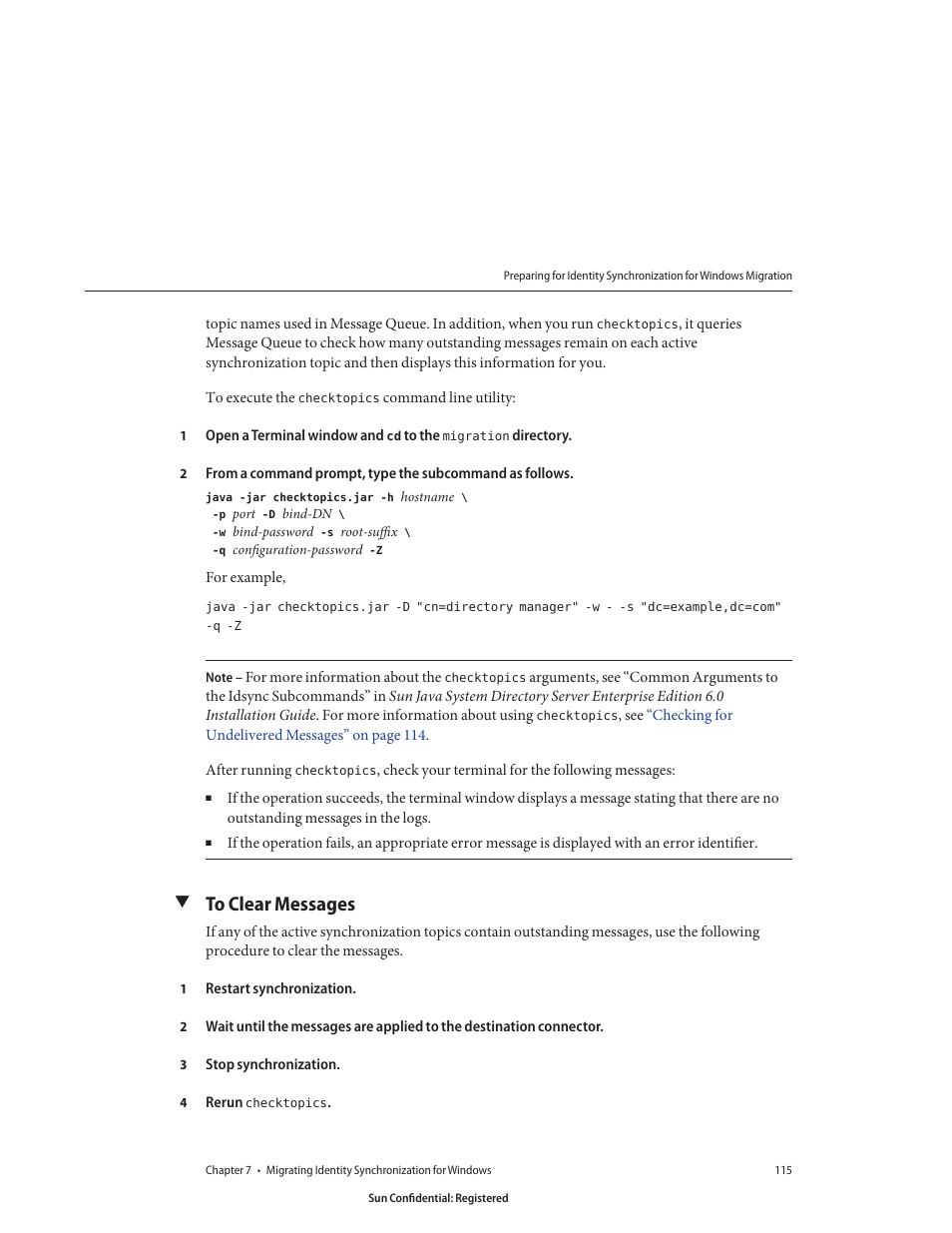 To clear messages | Sun Microsystems 8190994 User Manual | Page 115 / 148