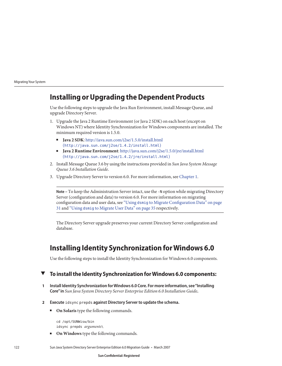 Installing or upgrading the dependent products | Sun Microsystems 8190994 User Manual | Page 122 / 148