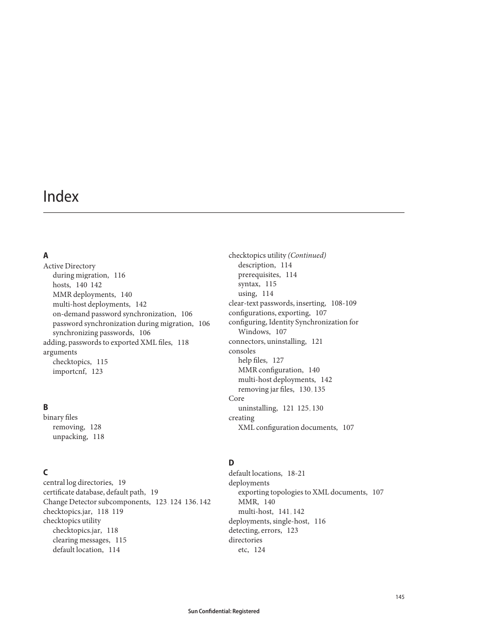 Index | Sun Microsystems 8190994 User Manual | Page 145 / 148