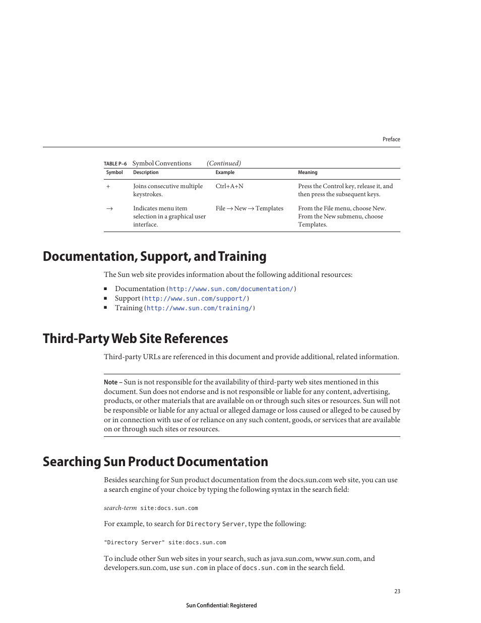 Documentation, support, and training, Third-party web site references, Searching sun product documentation | Sun Microsystems 8190994 User Manual | Page 23 / 148