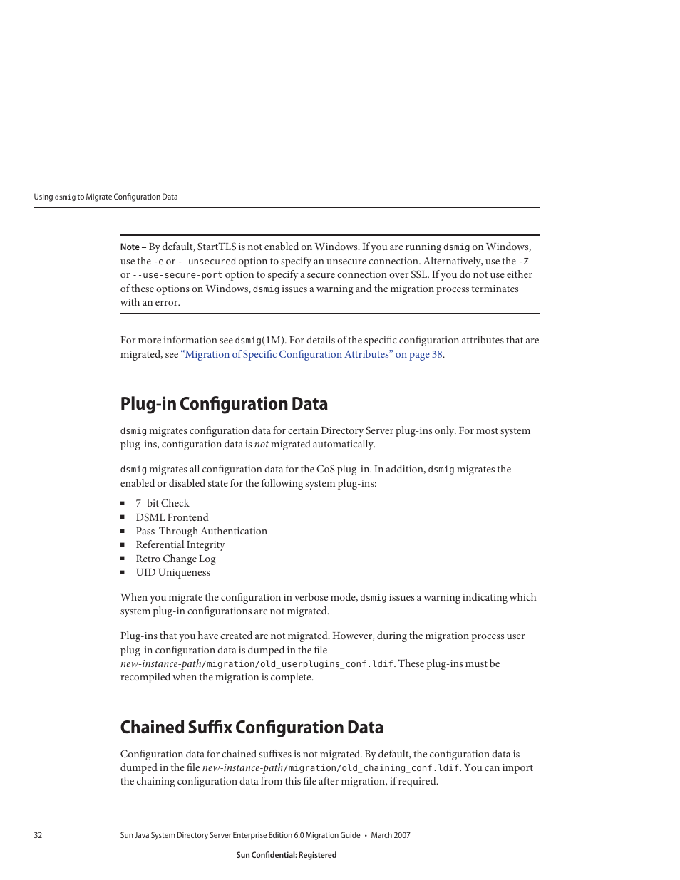 Plug-in configuration data, Chained suffix configuration data | Sun Microsystems 8190994 User Manual | Page 32 / 148