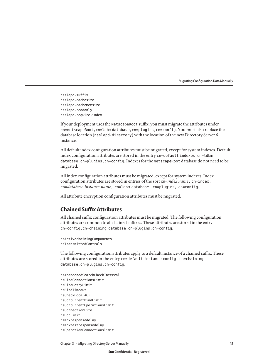 Chained suffix attributes | Sun Microsystems 8190994 User Manual | Page 45 / 148