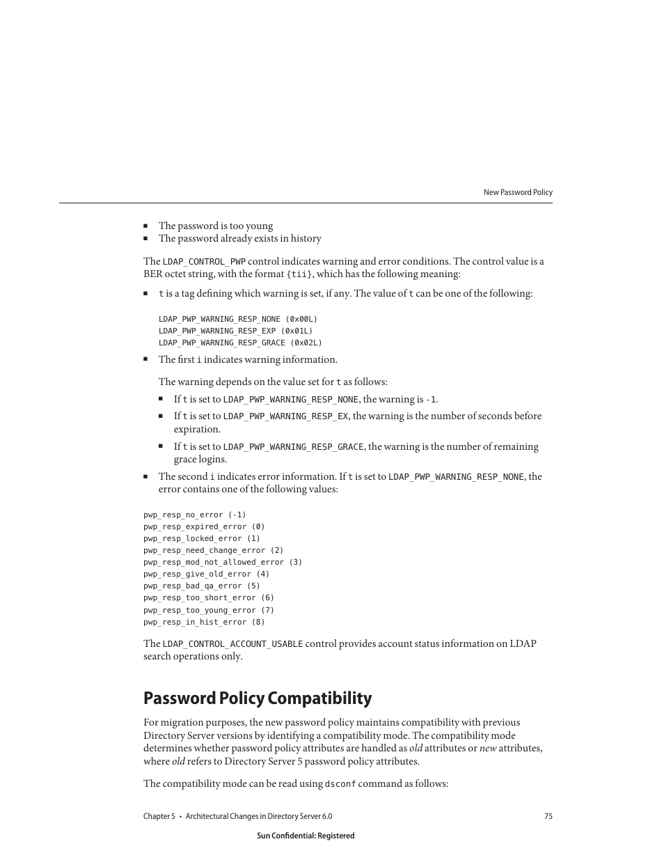 Password policy compatibility | Sun Microsystems 8190994 User Manual | Page 75 / 148