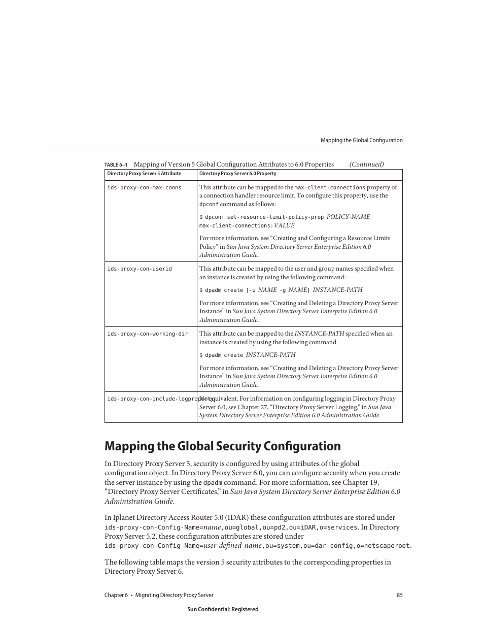 Mapping the global security configuration | Sun Microsystems 8190994 User Manual | Page 85 / 148
