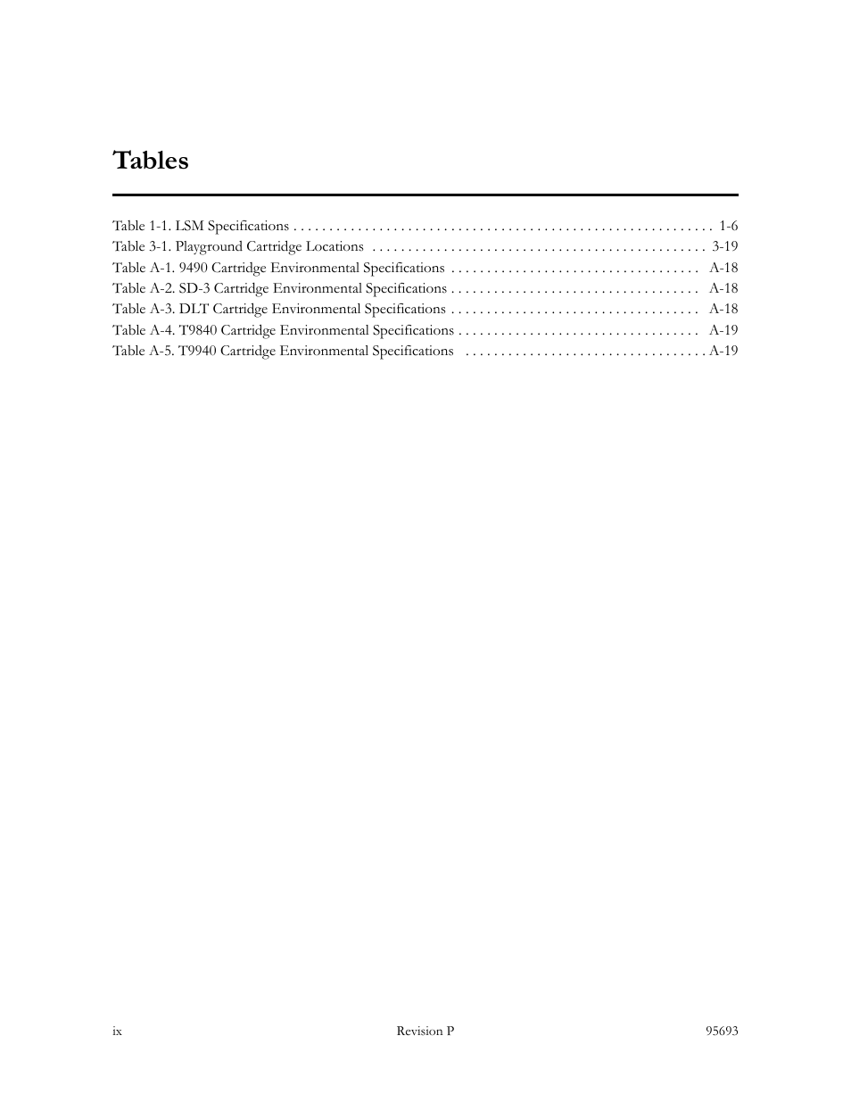 Tables | Sun Microsystems TIMBERWOLF 9740 User Manual | Page 11 / 100